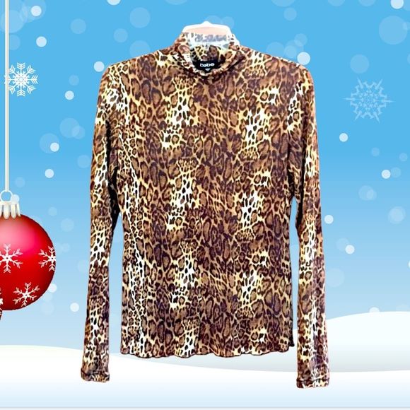 bebe Semi-Sheer Feline Soft Modal Longsleeved Top Size Small - Picture 2 of 10